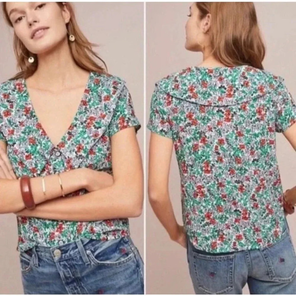 Anthropologie Top Women’s 2 Austen Floral Blouse - Picture 1 of 8